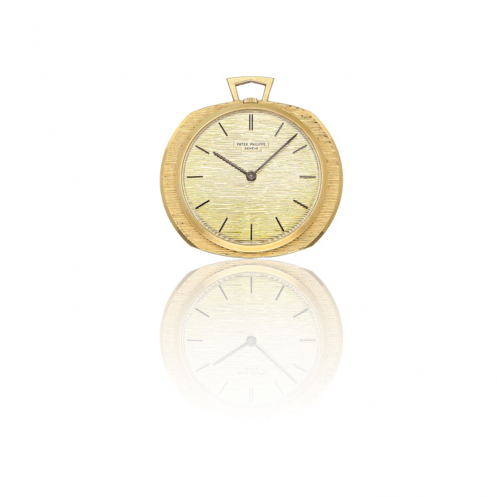 PATEK PHILIPPE | GILBERT ALBERT REF 798, A YELLOW GOLD OPEN FACE POCKET WATCH WITH ASSOCIATED CHAIN MADE IN 1962