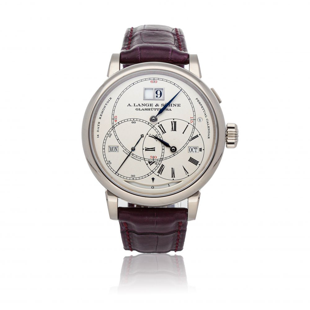 A. LANGE & SOHNE | RICHARD LANGE PERPETUAL CALENDAR TERRALUNA REFERENCE 180.026 A WHITE GOLD WRISTWATCH CIRCA 2016