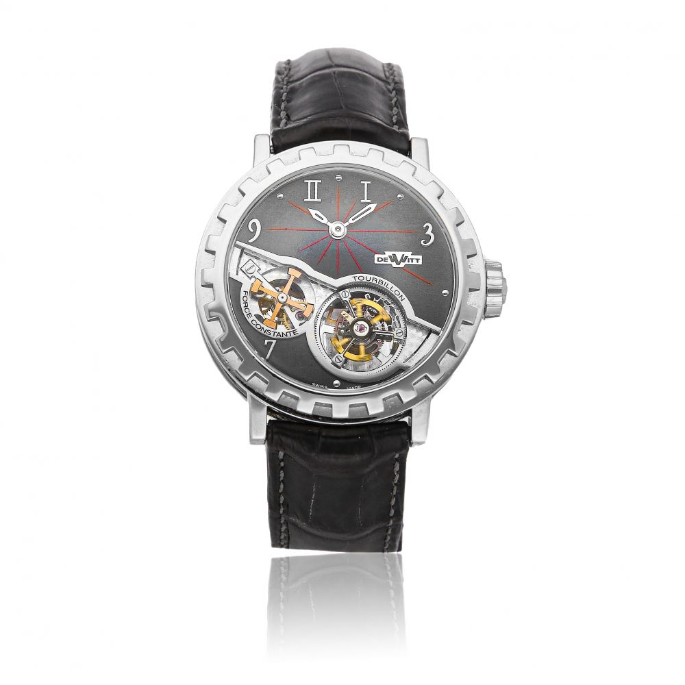 DEWITT | ACADEMIA TOURBILLON FORCE CONSTANTE REFERENCE AC.8003.20.M118 A PLATINUM TOURBILLON WRISTWATCH CIRCA 2008