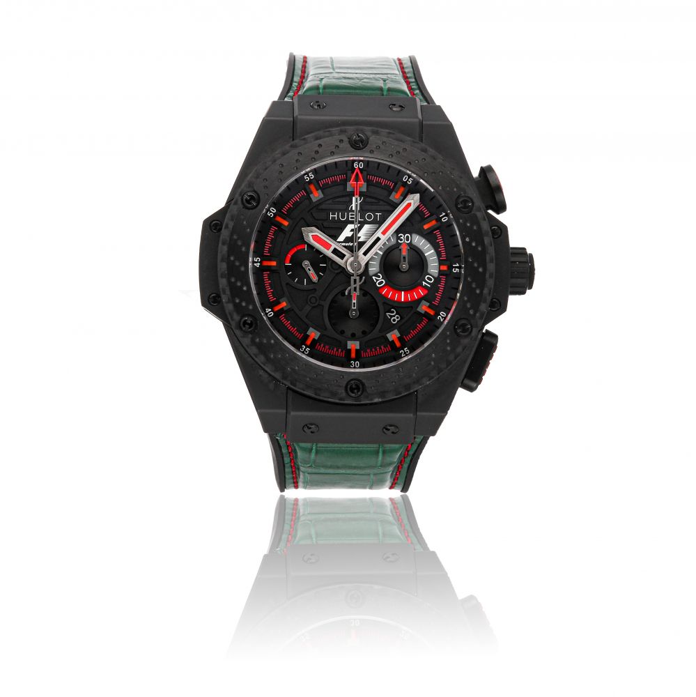 HUBLOT | KING POWER FORMULA 1 BLACK REFERENCE 703.CI.1123.NR.FMO10 A BLACK CERAMIC AUTOMATIC WRISTWATCH CIRCA 2010
