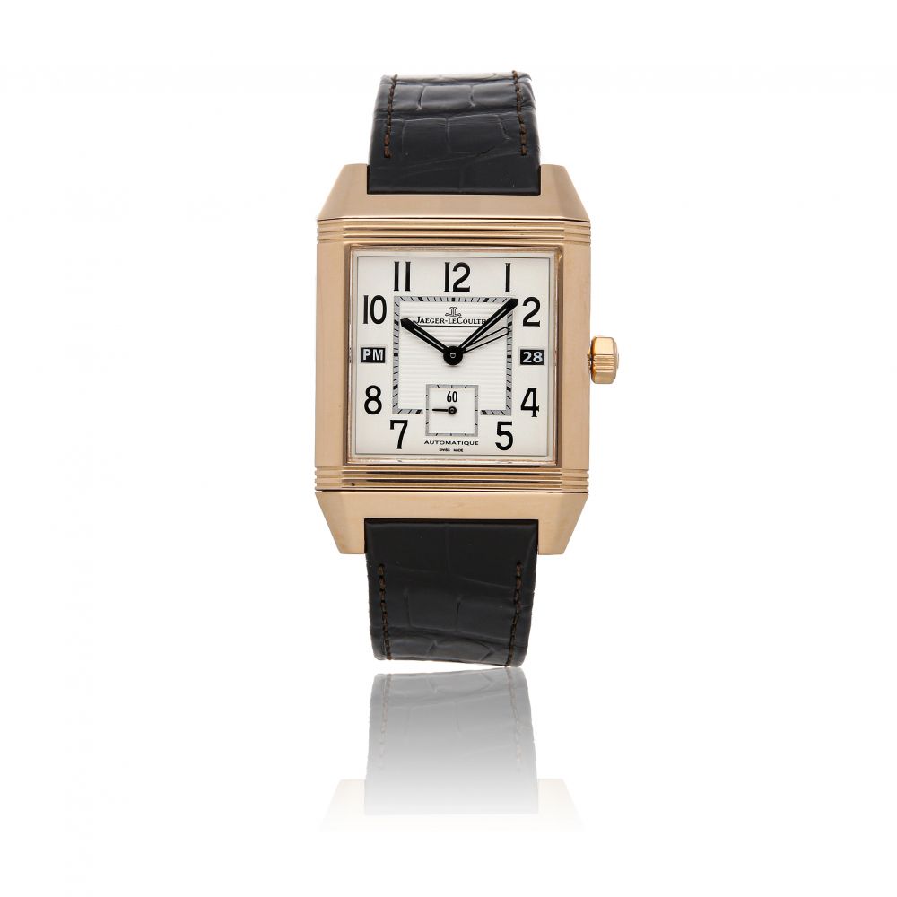 JAEGER LECOULTRE | REVERSO SQUADRA HOMETIME Q7002420 A ROSE GOLD AUTOMATIC WINDING WRISTWATCH CIRCA 2010