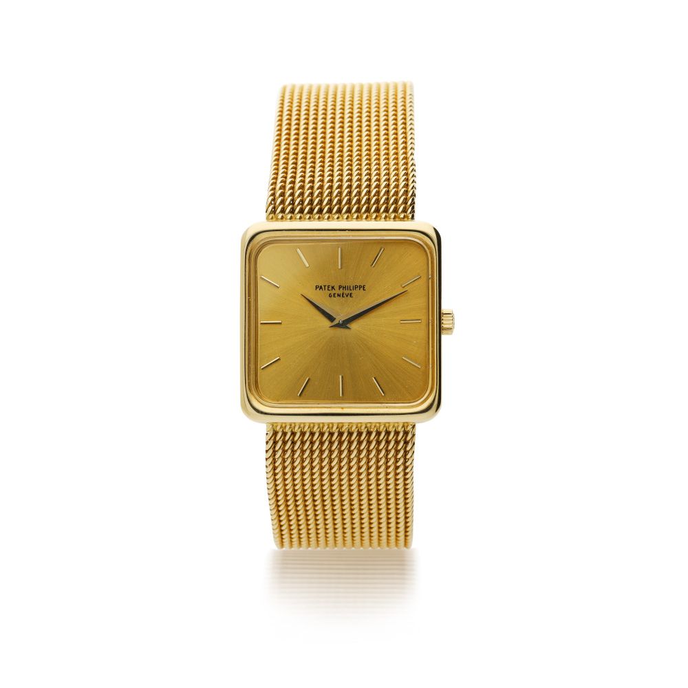 PATEK PHILIPPE | REFERENCE 4222 A YELLOW GOLD SQUARE SHAPED BRACELET WATCH, CIRCA 1980