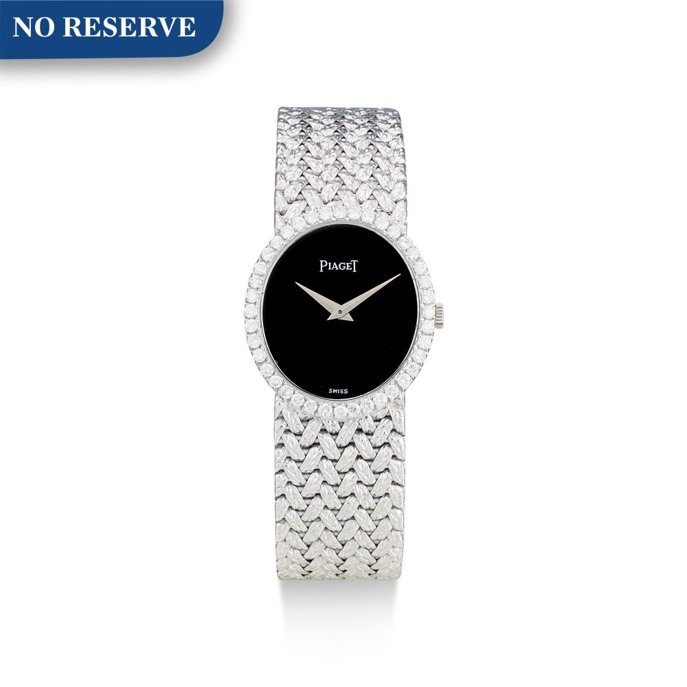 PIAGET | REFERENCE 9826 D2 A WHITE GOLD AND DIAMOND-SET BRACELET WATCH, CIRCA 1980