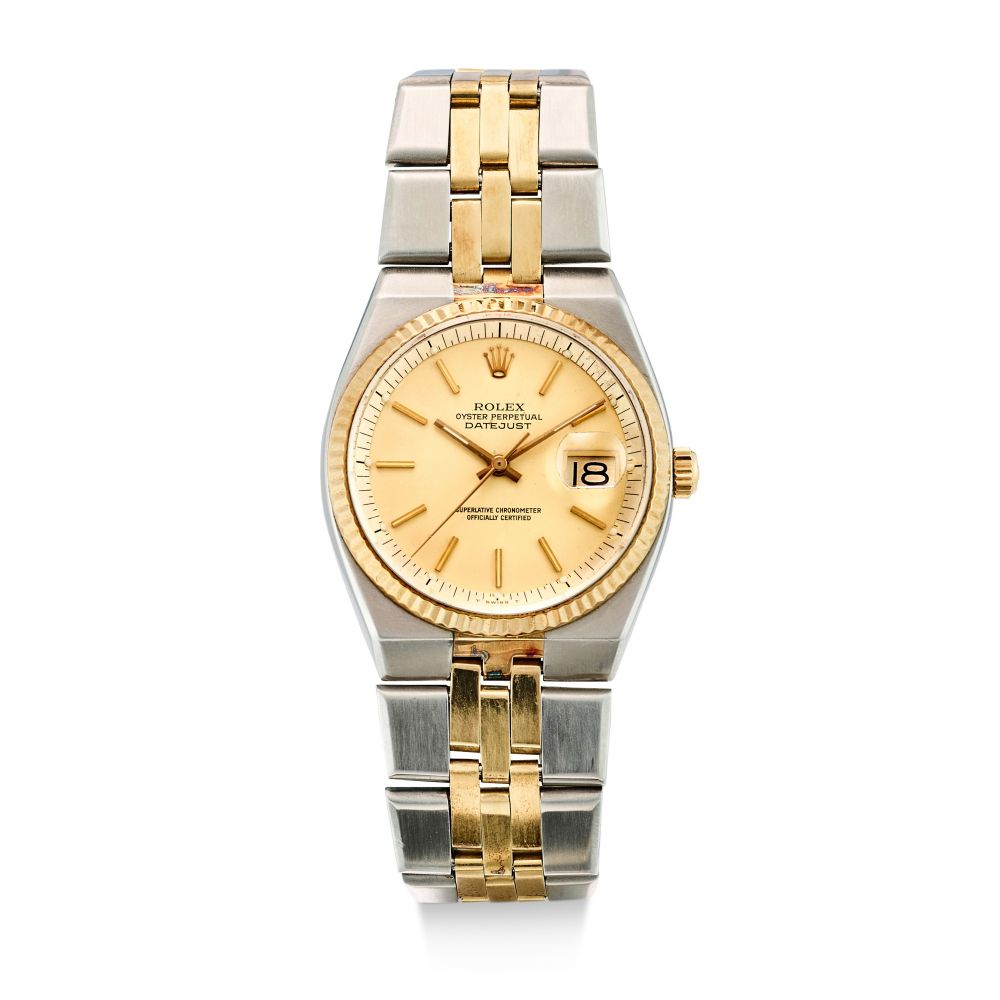 ROLEX | DATEJUST, REFERENCE 1630 A YELLOW GOLD AND STAINLESS STEEL BRACELET WATCH WITH DATE, CIRCA 1978