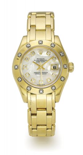 rolex pearlmaster yellow gold & diamonds ladies automatic watch