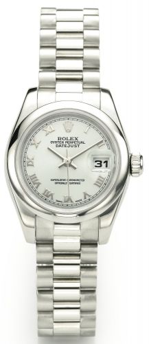 Rolex.A LADY'S PLATINUM AUTOMATIC BRACELET WATCH WITH DATE REF 179166 NO K570653 DATEJUST CIRCA 2001