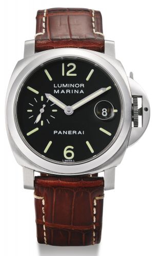 Panerai.A STAINLESS STEEL CUSHION-FORM AUTOMATIC WRISTWATCH WITH DATE PAM00048 NO G1844/1900 LUMINOR MARINA AUTOMATIC ACCIAIO CIRCA 2005.A STAINLESS STEEL CUSHION-FORM AUTOMATIC WRISTWATCH WITH DATE PAM00048 NO G1844/1900 LUMINOR MARINA AUTOMATIC ACCIAIO 