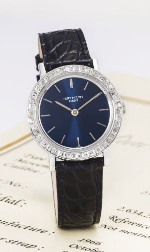 Patek Philippe.A FINE PLATINUM AND DIAMOND SET WRISTWATCH REF 3401 MVT 1140513 CASE 2634284 MADE IN 1966.A FINE PLATINUM AND DIAMOND SET WRISTWATCH REF 3401 MVT 1140513 CASE 2634284 MADE IN 1966