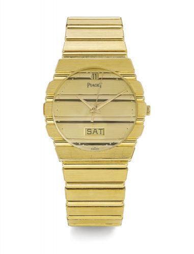 Piaget.A YELLOW GOLD TONNEAU BRACELET WATCH REF 15562 C 701 CASE 429815 POLO CIRCA 1985.A YELLOW GOLD TONNEAU BRACELET WATCH REF 15562 C 701 CASE 429815 POLO CIRCA 1985