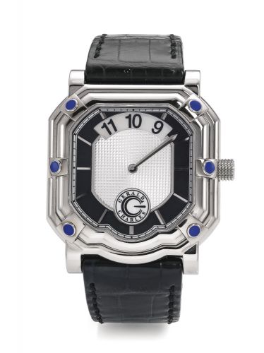 Gerald Charles.A VERY RARE AND LARGE PROTOTYPE WHITE GOLD AUTOMATIC JUMP HOUR WRISTWATCH MVT 2892A2 CIRCA 2005.A VERY RARE AND LARGE PROTOTYPE WHITE GOLD AUTOMATIC JUMP HOUR WRISTWATCH MVT 2892A2 CIRCA 2005