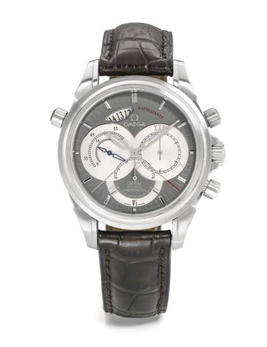 Omega.A STAINLESS STEEL AUTOMATIC SPLIT SECONDS CHRONOGRAPH WRISTWATCH WITH DATE AND REGISTERS REF 4847.50.31 CASE 78057475 DE VILLE CO-AXIAL CIRCA 2007.A STAINLESS STEEL AUTOMATIC SPLIT SECONDS CHRONOGRAPH WRISTWATCH WITH DATE AND REGISTERS REF 4847.50.3