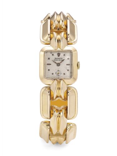 Rolex.A LADY'S PINK GOLD SQUARE BRACELET WATCH REF 4495 CIRCA 1945.A LADY'S PINK GOLD SQUARE BRACELET WATCH REF 4495 CIRCA 1945