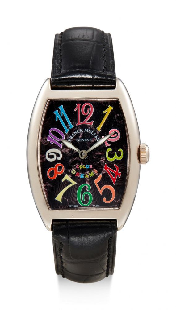 FRANCK MULLER | CINTRÉE CURVEX COLOR DREAMS, REFERENCE 7502 QZ, A WHITE GOLD WRISTWATCH, CIRCA 2010