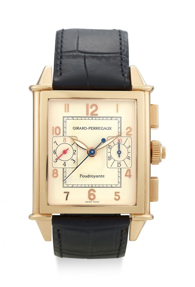 GIRARD-PERREGAUX | VINTAGE FOUDROYANTE XXL, REFERENCE 9021, A PINK GOLD SPLIT SECONDS CHRONOGRAPH WRISTWATCH WITH FOUDROYANTE, CIRCA 2005