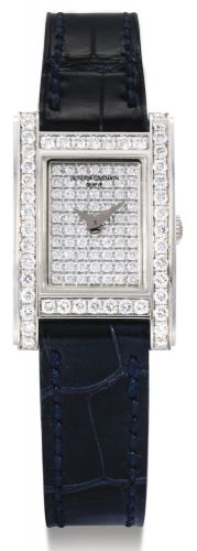 Vacheron Constantin.A LADY'S WHITE GOLD AND DIAMOND-SET RECTANGULAR WRISTWATCH KALLA CIRCA 2001.A LADY'S WHITE GOLD AND DIAMOND-SET RECTANGULAR WRISTWATCH KALLA CIRCA 2001