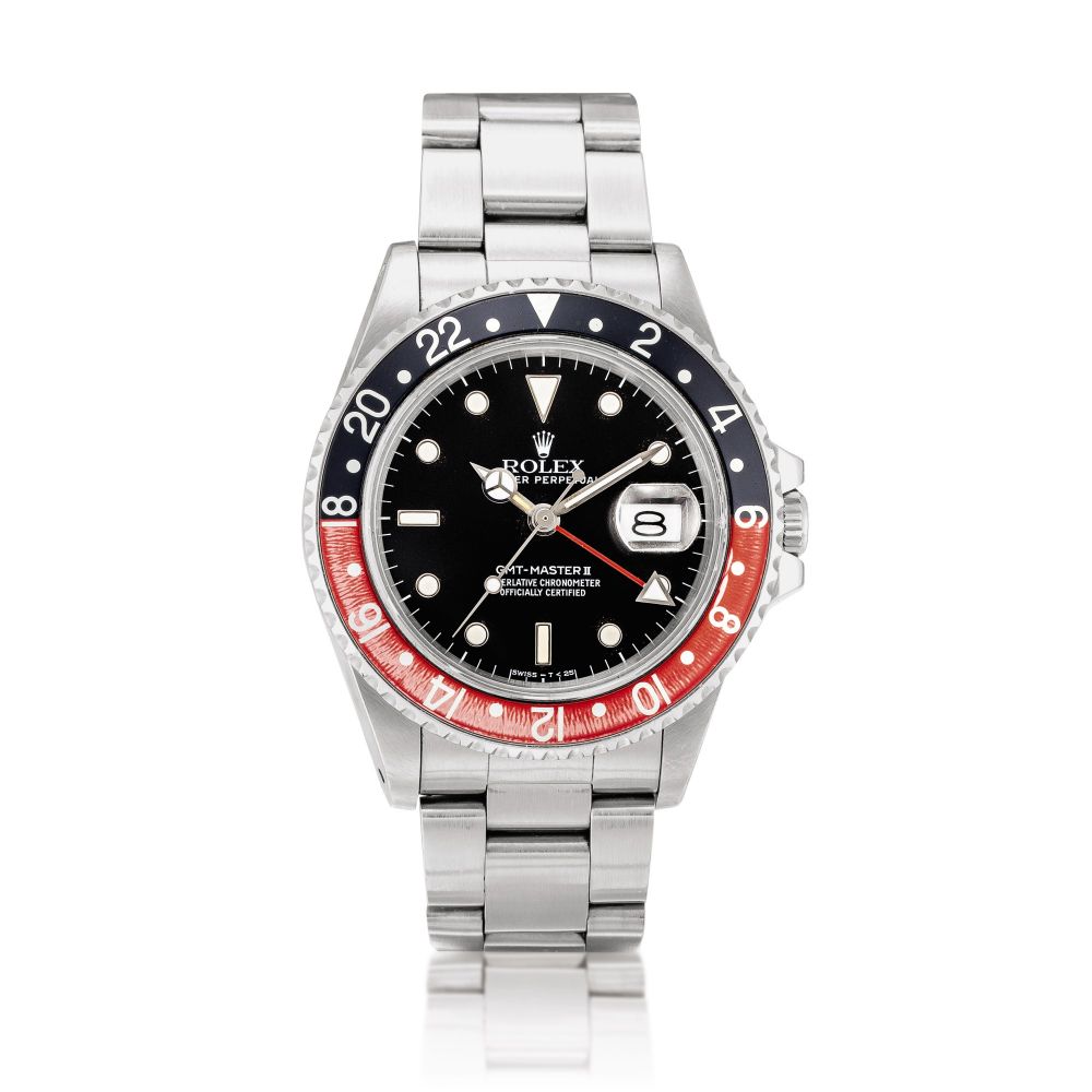 Rolex | GMT-Master II Fat Lady, Reference 16760, A stainless steel dual time zone wristwatch with date and bracelet, Circa 1984 | 勞力士 | GMT-Master II Fat Lady 型號16760 精鋼兩地時間鏈帶腕錶，備日期顯示，約1984年製