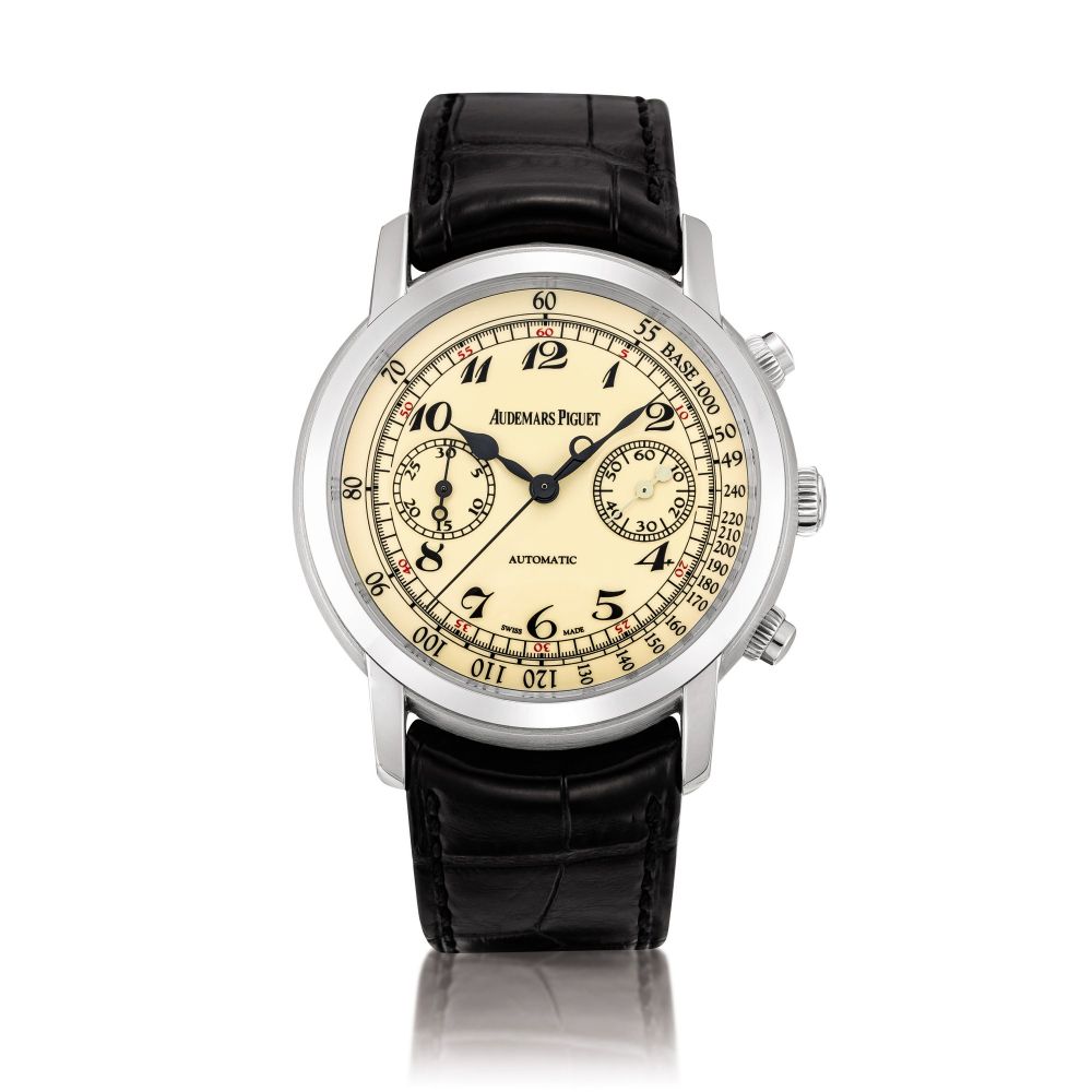 Audemars Piguet | Jules Audemars, Reference 26100BC.OO.D002CR.01, A white gold chronograph wristwatch with lacquered dial, Circa 2009 | 愛彼 | Jules Audemars 型號26100BC.OO.D002CR.01 白金計時腕錶，備漆製錶盤，約2009年製