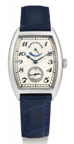 Franck Muller.A WHITE GOLD TONNEAU-FORM WRISTWATCH WITH POWER RESERVE INDICATION REF 7501 PR NO 23 CIRCA 1998.A WHITE GOLD TONNEAU-FORM WRISTWATCH WITH POWER RESERVE INDICATION REF 7501 PR NO 23 CIRCA 1998