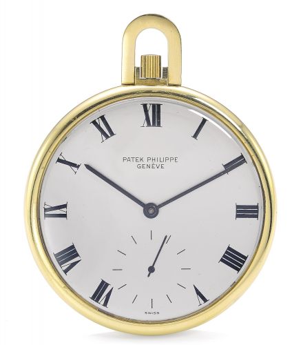 Patek Philippe A FINE AND RARE YELLOW GOLD OPEN-FACED KEYLESS WATCH MADE FOR THE AMERICAN MARKET REF 715 MVT 893065 CASE 432041 MADE IN 1966