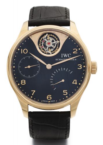 IWC A FINE LIMITED EDITION PINK GOLD AUTOMATIC TOURBILLON WRISTWATCH WITH 7 DAY POWER RESERVE REF 5042 NO 035/500 PORTUGUESE TOURBILLON MYSTERE CIRCA 2003