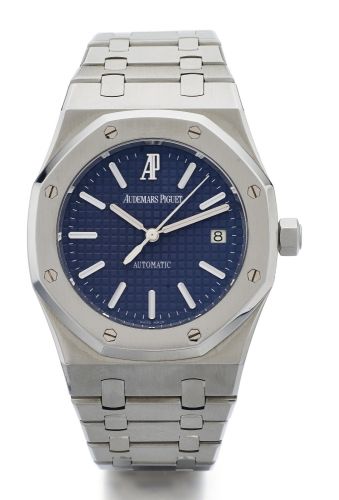 Audemars Piguet A STAINLESS STEEL AUTOMATIC CENTRE SECONDS WRISTWATCH WITH DATE AND BRACELET REF 15300 MVT 830447 NO 0202 CASE 54456 ROYAL OAK CIRCA 2008