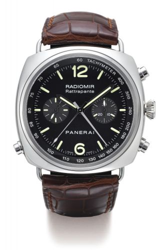 Panerai A STAINLESS STEEL CUSHION-FORM AUTOMATIC SPLIT SECONDS CHRONOGRAPH WRISTWATCH WITH REGISTERS PAM00214 NO H0552/1000 RADIOMIR RATTRAPANTE CIRCA 2006