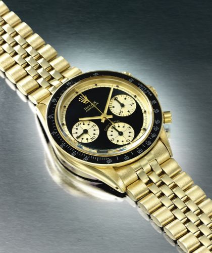 Rolex A FINE AND RARE YELLOW GOLD CHRONOGRAPH WRISTWATCH WITH REGISTERS AND BRACELET REF 6241 NO 2084361 'PAUL NEWMAN' DAYTONA CIRCA 1967