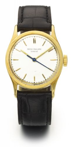 Patek Philippe A YELLOW GOLD CENTER SECONDS WRISTWATCH REF 2457 MVT 700154 CASE 302512 MADE IN 1950