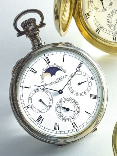 IWC A FINE SILVER OPEN-FACED PERPETUAL CALENDAR WATCH WITH MOON PHASES REF 5503 MVT 2361697 CASE 2583608 NO 321/1000 CIRCA 1997