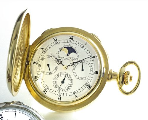 IWC A FINE YELLOW GOLD PERPETUAL CALENDAR HUNTING CASED WATCH WITH MOON PHASES REF 5450 CASE 2449250 NO 222/250 CIRCA 1990