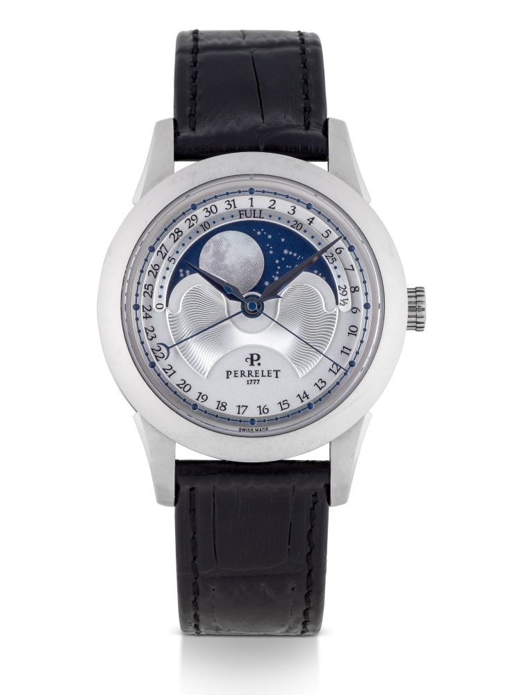 PERRELET | REF A1039 STAINLESS STEEL WRISTWATCH WITH DATE AND MOON PHASES CIRCA 2010