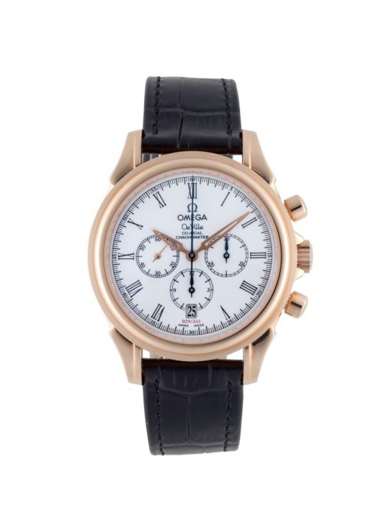 OMEGA | DE VILLE CO-AXIAL, REF 46432032 LIMITED EDITION PINK GOLD CHRONOGRAPH WRISTWATCH WITH DATE CIRCA 2002