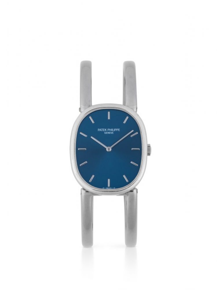 PATEK PHILIPPE | ELLIPSE, REF 3848 WHITE GOLD WRISTWATCH WITH BRACELET MADE IN 1990