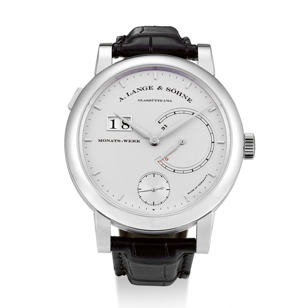 A. LANGE & SÖHNE | LANGE 31, REFERENCE 130.025 A BRAND NEW PLATINUM WRISTWATCH WITH DATE, POWER RESERVE INDICATION AND ZERO-RESET MECHANISM, CIRCA 2007 | 朗格 | Lange 31 型號130.025 全新鉑金腕錶，備日期、動力儲備顯示及歸零裝置，機芯編號69802，錶殼編號179823，約2007年製
