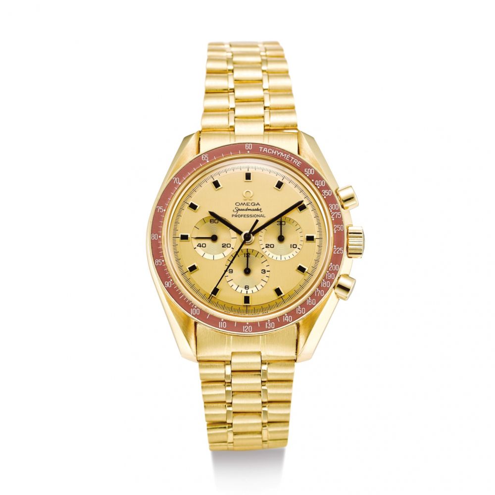 OMEGA | SPEEDMASTER PROFESSIONAL MOONWATCH DE LUXE, REFERENCE BA 145.022 A LIMITED EDITION YELLOW GOLD CHRONOGRAPH WRISTWATCH WITH BRACELET, MADE TO COMMEMORATE THE APOLLO XI' MOON LANDING, MADE IN 1969 | 奧米茄 | Speedmaster Professional Moonwatch De Luxe 型