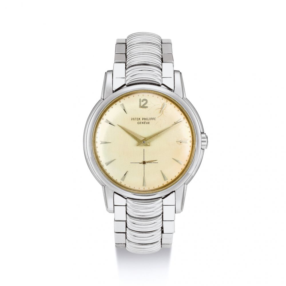 PATEK PHILIPPE | CALATRAVA, REFERENCE 2551 A WHITE GOLD WRISTWATCH WITH CLAMSHELL BRACELET, MADE IN 1958  | 百達翡麗 | Calatrava 型號2551 白金鏈帶腕錶，機芯編號765955，錶殼編號2601869，1958年製