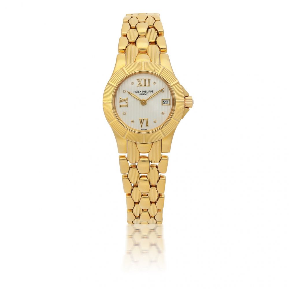 PATEK PHILIPPE | NEPTUNE, REF 4881/1, YELLOW GOLD AND DIAMOND-SET WRISTWATCH WITH DATE AND BRACELET MADE IN 1996