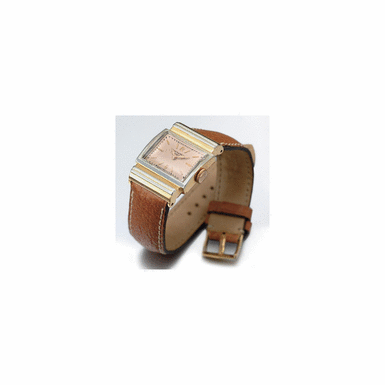 A RARE PINK AND WHITE GOLD RECTANGULAR WRISTWATCH WITH HOODED LUGS, PATEK PHILIPPE & CO., GEN