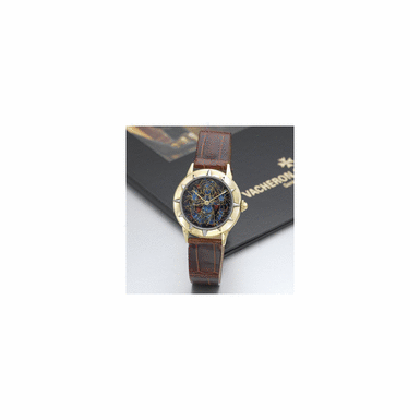 A FINE AND EXTREMELY RARE TWO-COLOR GOLD SWEEP SECONDS WRISTWATCH WITH CLOISONNE ENAMEL DIAL, VACHERON CONSTANTIN, GEN