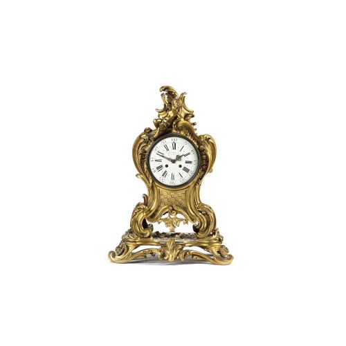 An attractive French Louis XV-style gilt bronze mantel clock, Gervais bronzier, third quarter 19th century
