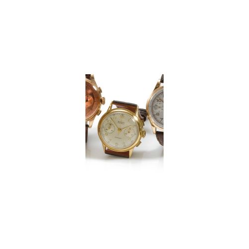 A group of 3 gold chronograph wristwatches