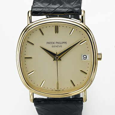 PATEK PHILIPPE, A GOLD&&NBSP - AUTOMATIC CENTRE SECONDS CUSHION FORM WRISTWATCH WITH DATE CIRCA 1979, NO. 1.440.220, REF. 3734