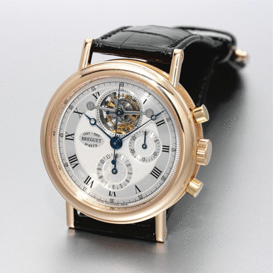 Breguet - BREGUET - A fine and extremely rare pink gold chronograph tourbillon wristwatch with registers 1997, No.2573, Ref. 3567