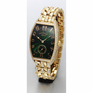 FRANCK MULLER - A large and rare gold and diamond set limited edition tonneau wristwatch circa 2000, ref.2851 S6