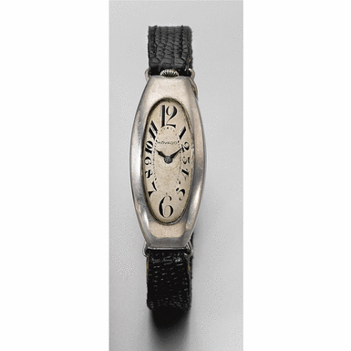 MOVADO - A Sterling Silver Curved Hinged Tonneau Wristwatch Polyplan, 1918