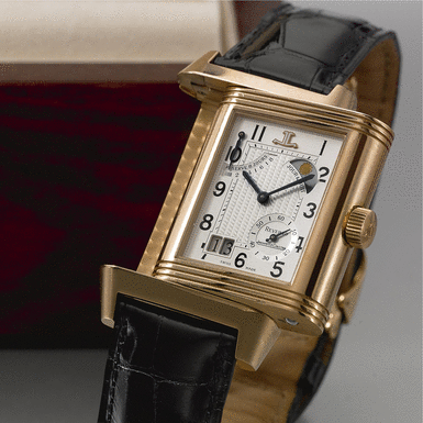 JAEGER-LECOULTRE - A Fine Limited Edition Pink Gold Wristwatch with Date, Day and Night Indication and 8-Day Power Reserve Reverso Septanti