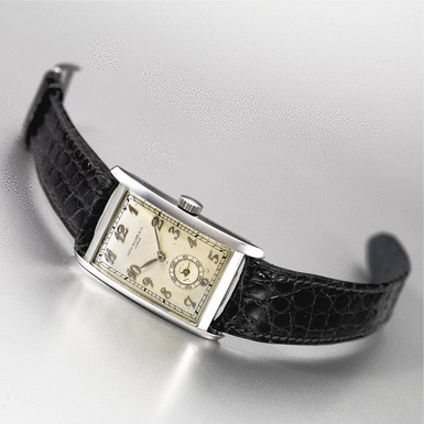 PATEK PHILIPPE - A Rare Oversized Stainless Steel Curved Rectangular Wristwatch 1938, Movement No. 832748, Case No. 616826, Ref. 450A