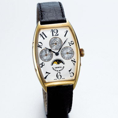 FRANCK MULLER, A FINE GOLD AUTOMATIC PERPETUAL CALENDAR WRISTWATCH WITH MOON-PHASES CIRCA 1994 REF 2850 QP