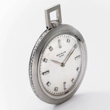 PATEK PHILIPPE - A Fine and Rare Platinum Diamond-Set Openface Watch 1953 REF 613PHB MVT 959833 CASE 660154