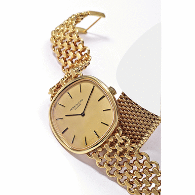 Lot 14-24, Property from the Original Owners - PATEK PHILIPPE - A Gold Cushion-Shaped Bracelet Watch 1979 REF 3844/2J GOLDEN CIRCLE MVT 1330534 CASE 2784477